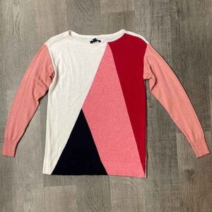 Colorblock Sweater in Red, Pink, and Black